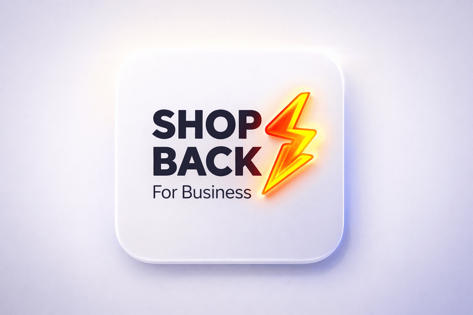 ShopBack For Business logo with a glowing yellow lightning bolt on a white square.