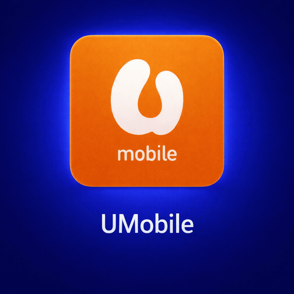 Orange U Mobile icon with white stylized U logo, centered on a dark blue background.